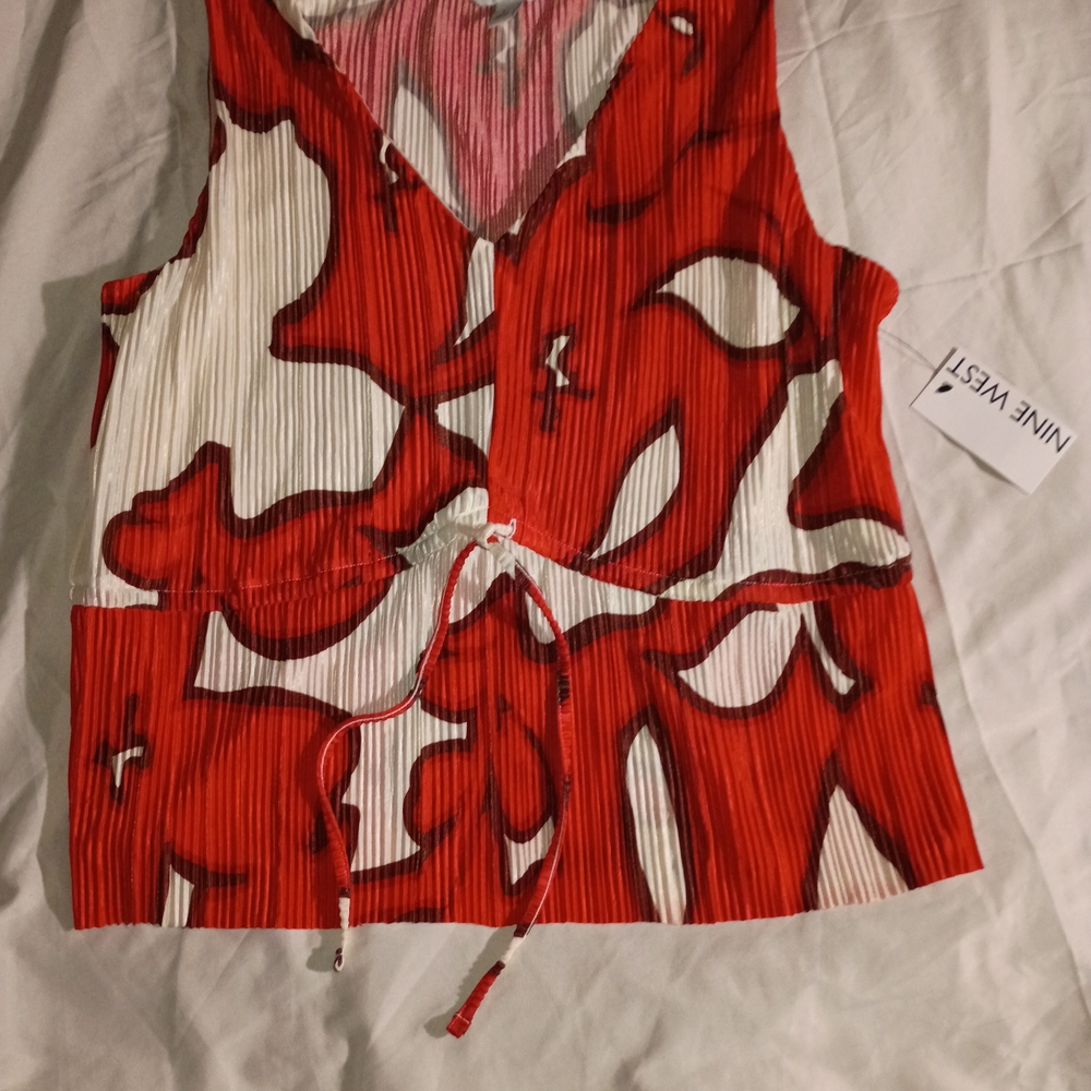 Nine West Red and White Blouse